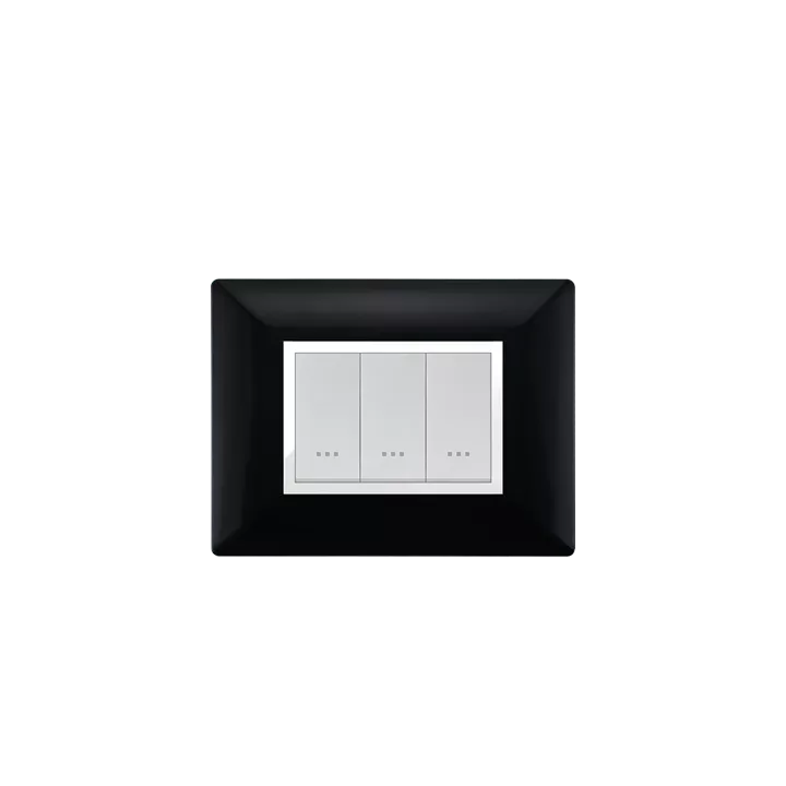 PLAQUE RECTANGULAIRE 3MODULES NOIR ALPHA PLAQUE RECTANGULAIRE 3MODULES NOIR ALPHA