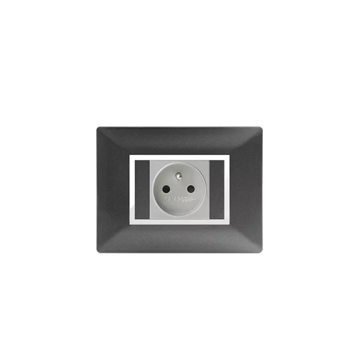 PLAQUE RECTANGULAIRE POUR PRISE NOIR MÉTALLISÉ ALPHA