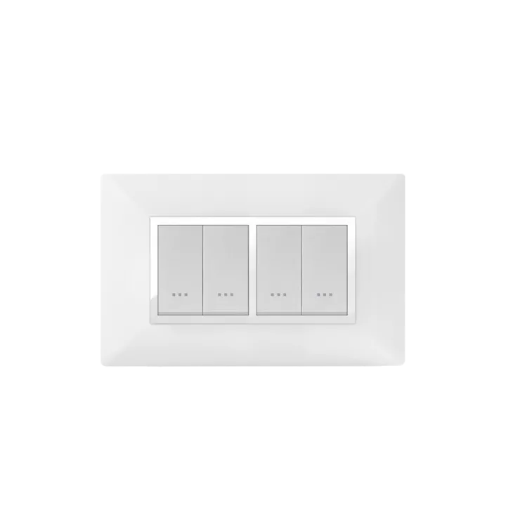 PLAQUE RECTANGULAIRE 4MODULES BLANC/CHROMÉ ALPHA PLAQUE RECTANGULAIRE 4MODULES BLANC/CHROMÉ ALPHA