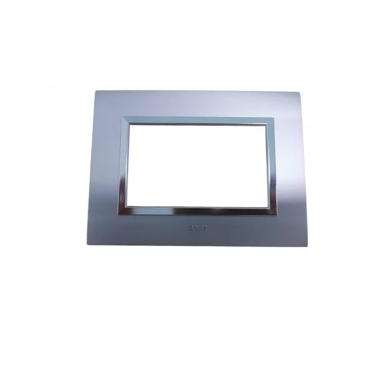 PLAQUE RECTANGULAIRE 3 MODULES GRIS CHROMÉ NOVA SYS45 SOMEF