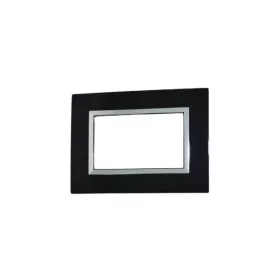 PLAQUE RECTANGULAIRE 3 MODULES NOIR CHROMÉ NOVA SYS45 SOMEF