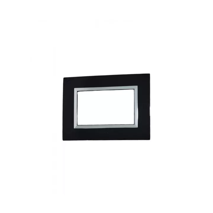 PLAQUE RECTANGULAIRE 3 MODULES NOIR CHROMÉ NOVA SYS45 SOMEF