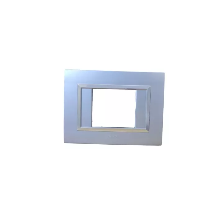 PLAQUE RECTANGULAIRE NOVA TROU CARRÉ GRIS CHROMÉ SYS45 SOMEF