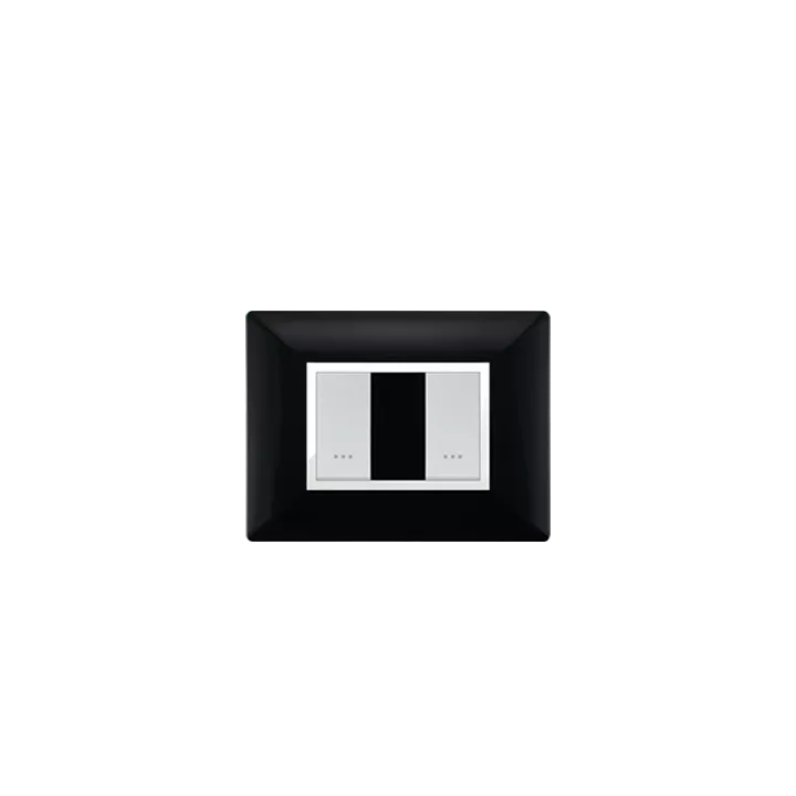 PLAQUE RECTANGULAIRE 2MODULES NOIR ALPHA