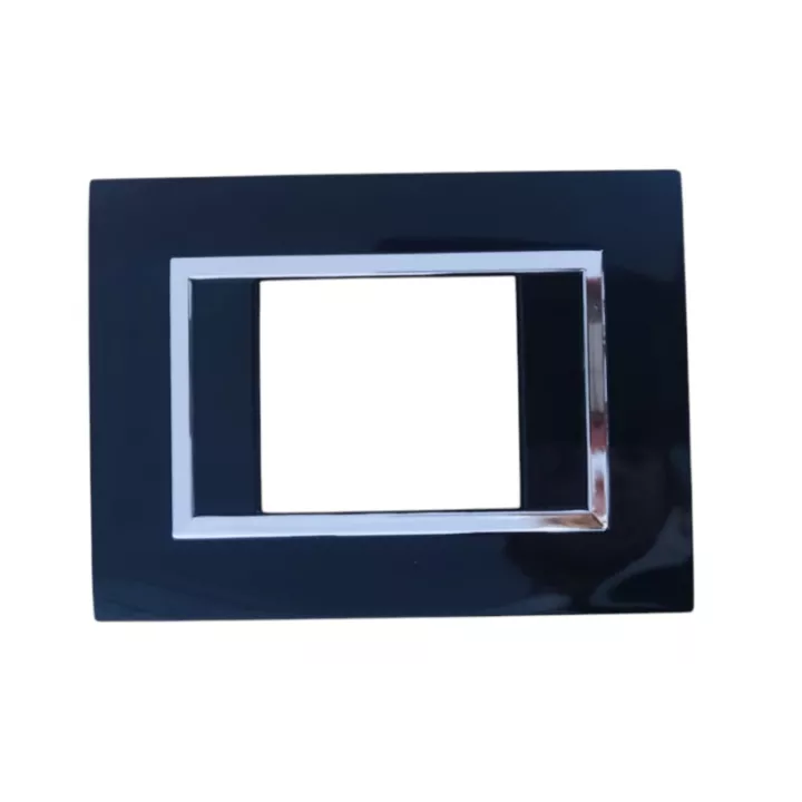 PLAQUE NOVA TROU CARRÉ NOIR CHROMÉ SYS45 SOMEF