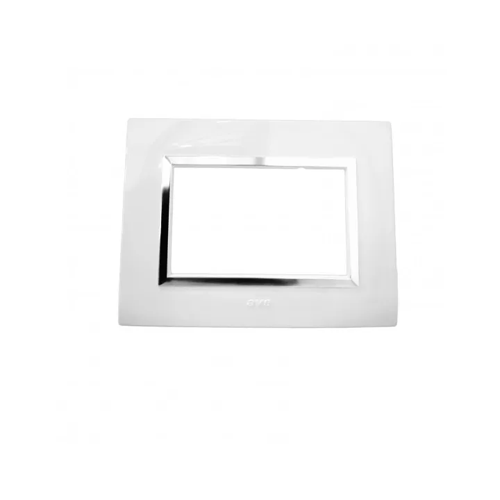PLAQUE RECTANGULAIRE NOVA 3 MODULES BLANC CHROMÉ SYS45 SOMEF PLAQUE RECTANGULAIRE NOVA 3 MODULES BLANC CHROMÉ SYS45 SOMEF