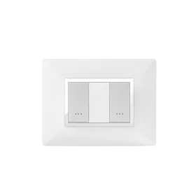 PLAQUE RECTANGULAIRE 2MODULES BLANC/CHROMÉ ALPHA