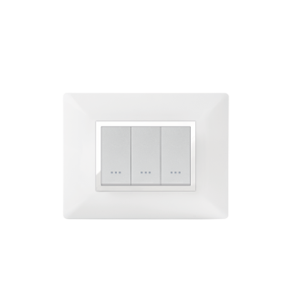 PLAQUE RECTANGULAIRE 3MODULES BLANC CHROMÉ ALPHA