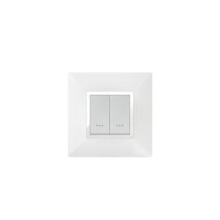 PLAQUE CARRÉE 2MODULES BLANC CHROMÉ ALPHA