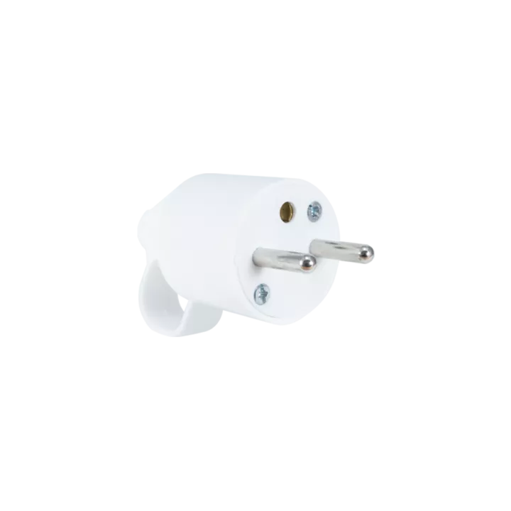 FICHE MALE 2 POLES+TERRE 16A A ANNEAU BLANCHE STIEL