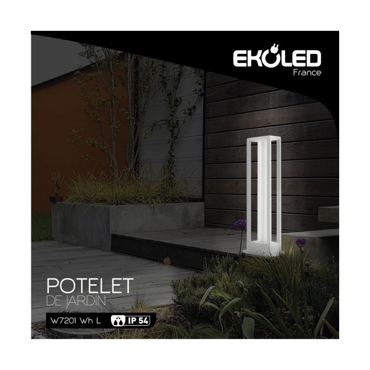 POTELET LED EXTÉRIEUR 2*3W/IP54 LUMIÈRE JAUNE H 60CM BLANC EKOLED POTELET LED EXTÉRIEUR 2*3W/IP54 LUMIÈRE JAUNE H 60CM BLANC EKOLED