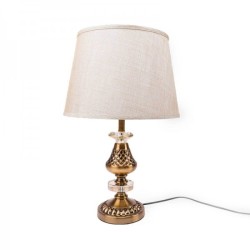 LAMPE DE CHEVET BRONZE AVEC ABAT-JOUR EN TISSU