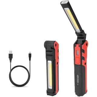 LAMPE TORCHE LED 2 EN 1 RECHARGEABLE : LANTERNE COB 5W + TORCHE 3W HAUTE PUISSANCE VELAMP