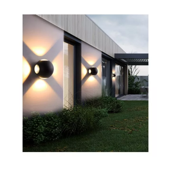 APPLIQUE EXTÉRIEURE LED 2*4W LUMIÈRE JAUNE NOIR EKOLED