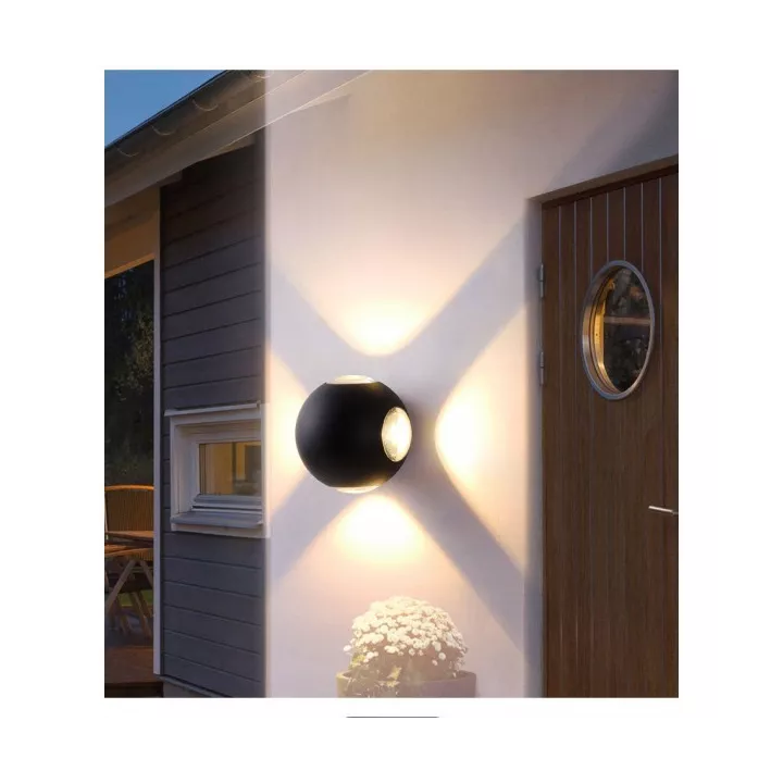 APPLIQUE EXTÉRIEURE LED 2*4W LUMIÈRE JAUNE NOIR EKOLED