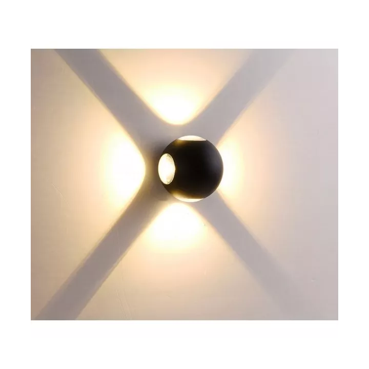 APPLIQUE EXTÉRIEURE LED 2*4W LUMIÈRE JAUNE NOIR EKOLED