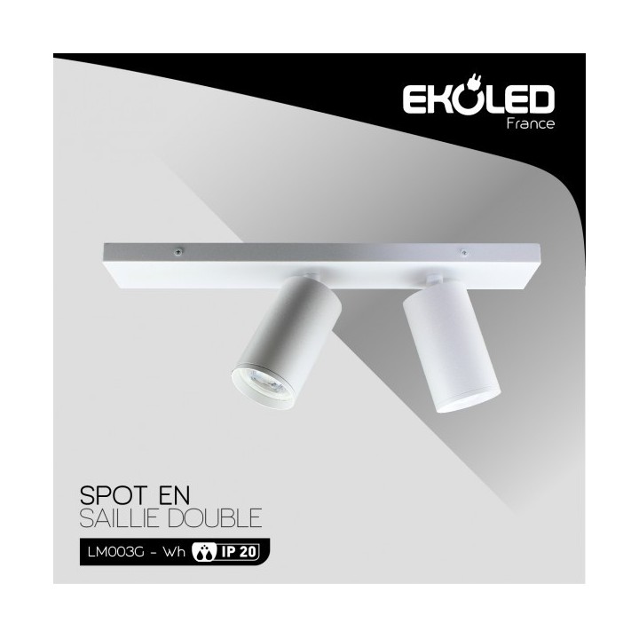 SPOT APPARENT 2*GU10 BLANC LM003G SANS LAMPE EKOLED SPOT APPARENT 2*GU10 BLANC LM003G SANS LAMPE EKOLED