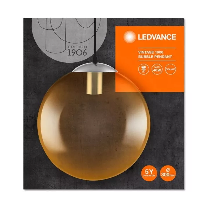 SUSPENSION BULLE VINTAGE 1906 VERRE ORANGE Ø300MM LEDVANCE SUSPENSION BULLE VINTAGE 1906 VERRE ORANGE Ø300MM LEDVANCE