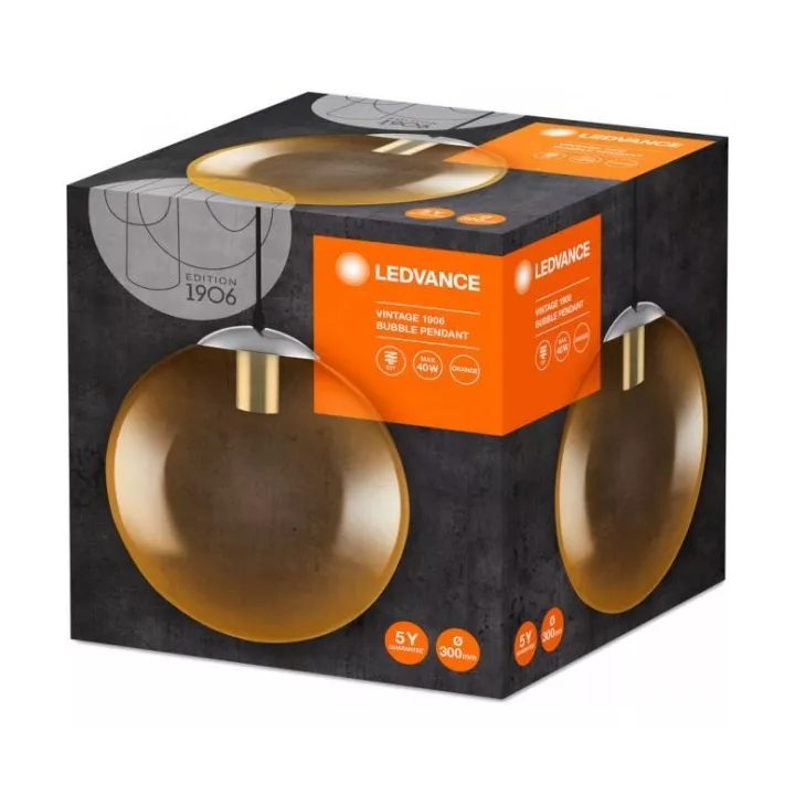 SUSPENSION BULLE VINTAGE 1906 VERRE ORANGE Ø300MM LEDVANCE SUSPENSION BULLE VINTAGE 1906 VERRE ORANGE Ø300MM LEDVANCE