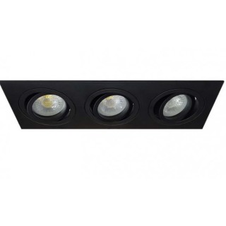 TRIPLE SPOT CARRÉ ORIENTABLE COMPATIBLE AVEC MR16/GU10 NOIR EKOLED