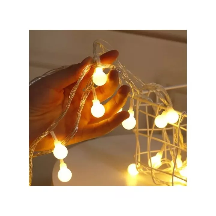 GUIRLANDE LUMINEUSE LED BOULE 10M LUMIÈRE BLANC CHAUD EKOLED GUIRLANDE LUMINEUSE LED BOULE 10M LUMIÈRE BLANC CHAUD EKOLED