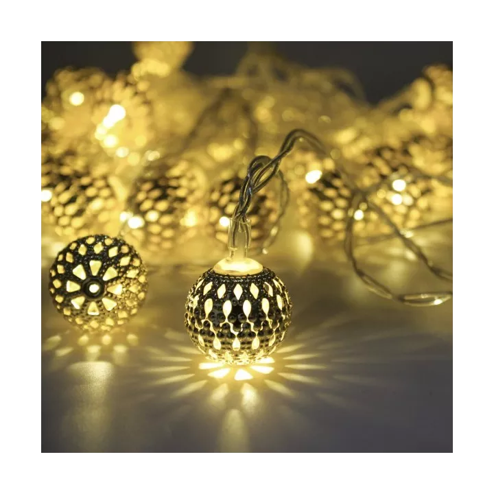 GUIRLANDE LUMINEUSE LED MAROCAINES DORÉE 10M LUMIÈRE JAUNE EKOLED