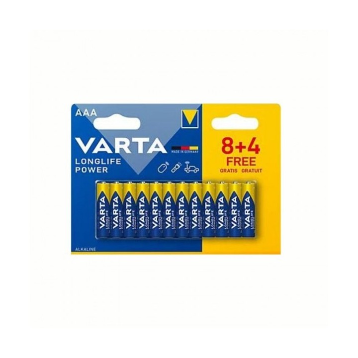 LOT DE 12 PILES ALCALINE AAA (LR03) LONGLIFE POWER VARTA