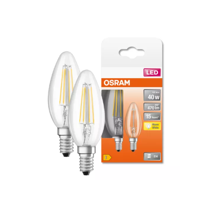 LOT DE 2 LAMPES LED STAR CLASSIC B 40 E14 4W 2700K OSRAM