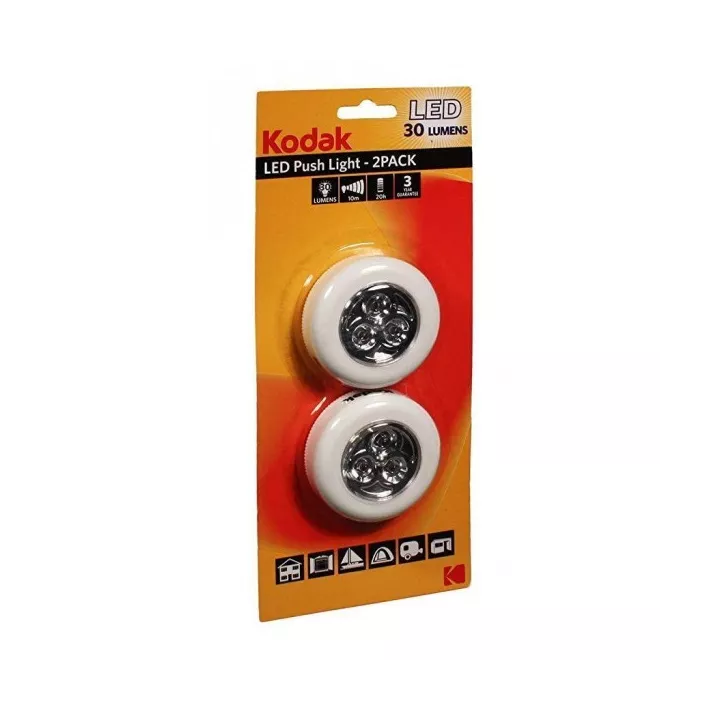KIT DE 2 TORCHE LED PUSH LIGHT 30 LUMENS KODAK