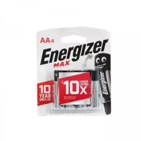 LOT DE 4 PILES ALCALINES 1,5 V AA ENERGIZER MAX