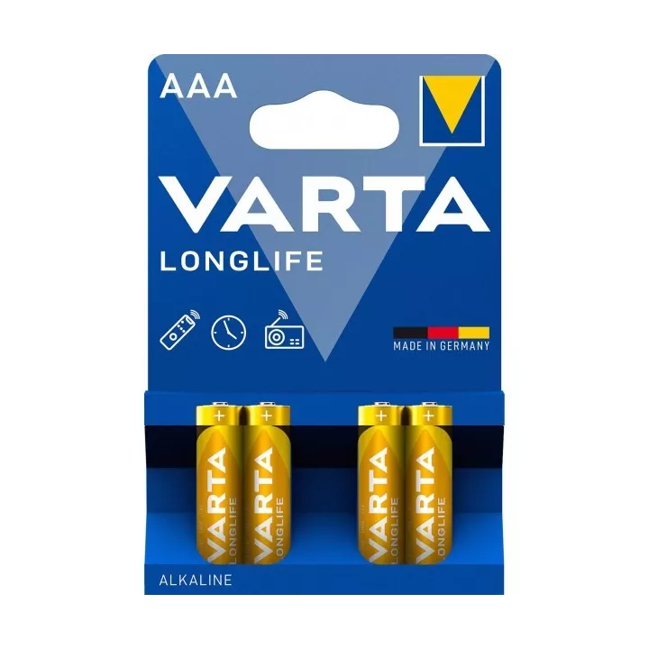 LOT DE 4 PILES ALCALINE AAA (LR03) LONGLIFE VARTA