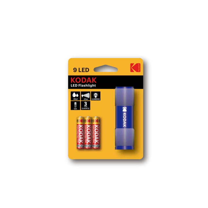 TORCHE 9 LED BLEU 46 LUMENS AVEC 3 PILES KODAK