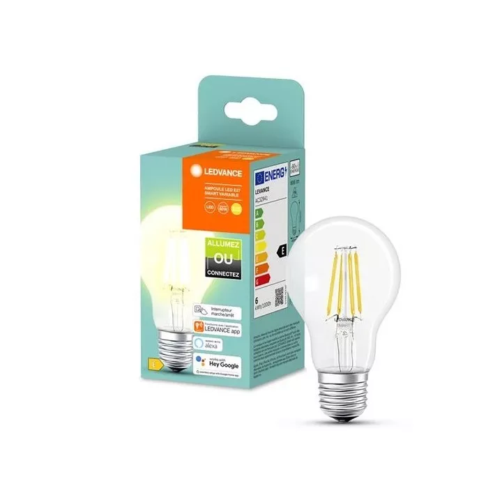 LAMPE LED CONNECTÉE SMART AVEC BLUETOOTH 6W LUMIÈRE BLANC CHAUD 2700K E27 OSRAM LEDVANCE LAMPE LED CONNECTÉE SMART AVEC BLUETOOTH 6W LUMIÈRE BLANC CHAUD 2700K E27 OSRAM LEDVANCE