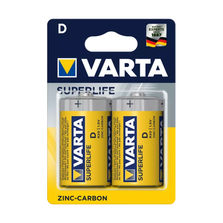 PACK DE 2 PILES SUPERLIFE D 1.5V VARTA