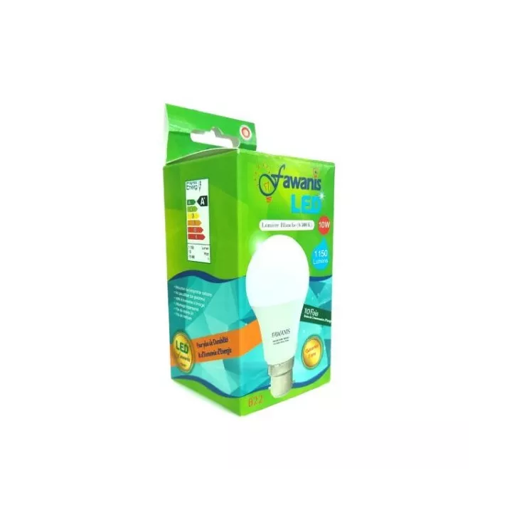 LAMPE LED STANDARD 10W B22 LUMIÈRE BLANCHE FAWANIS