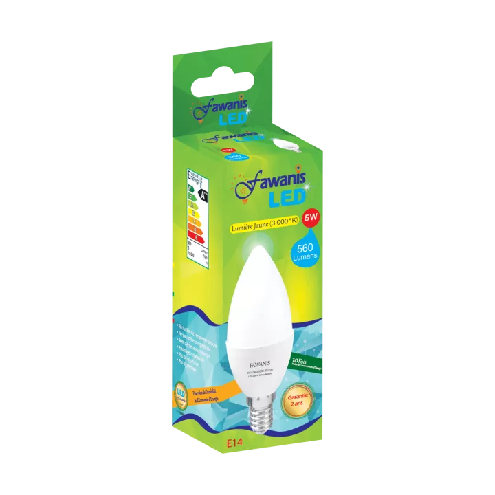 LAMPE LED FLAMME 5W E14 LUMIÉRE JAUNE FAWANIS