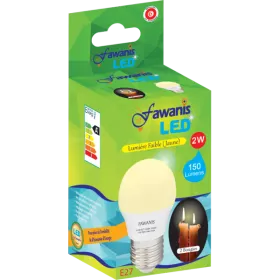 LAMPE LED SHÉRIQUE 2W E27 LUMIÉRE JAUNE FAWANIS LAMPE LED SHÉRIQUE 2W E27 LUMIÉRE JAUNE FAWANIS
