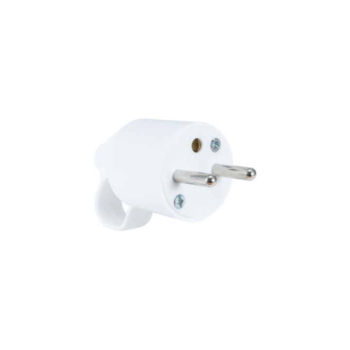 FICHE MALE 2 POLES+TERRE 16A A ANNEAU BLANCHE STIEL