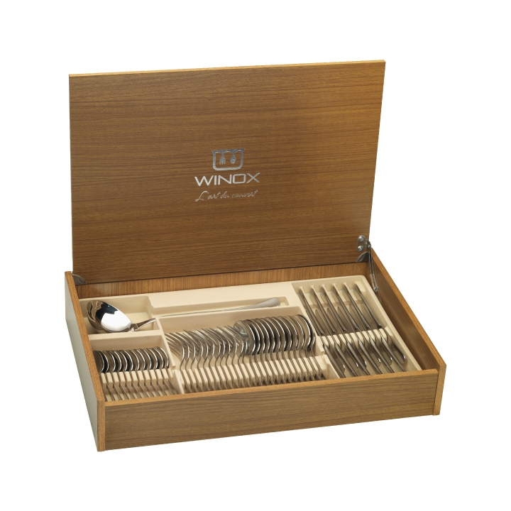 COFFRET EN BOIS DE 75 COUVERTS DE TABLE ANBAR WINOX