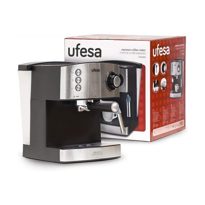 MACHINE À CAFÉ EXPRESSO ET CAPPUCCINO CRÈME 850W INOX UFESA
