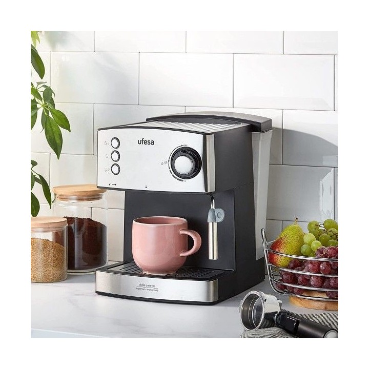 MACHINE À CAFÉ EXPRESSO ET CAPPUCCINO CRÈME 850W INOX UFESA