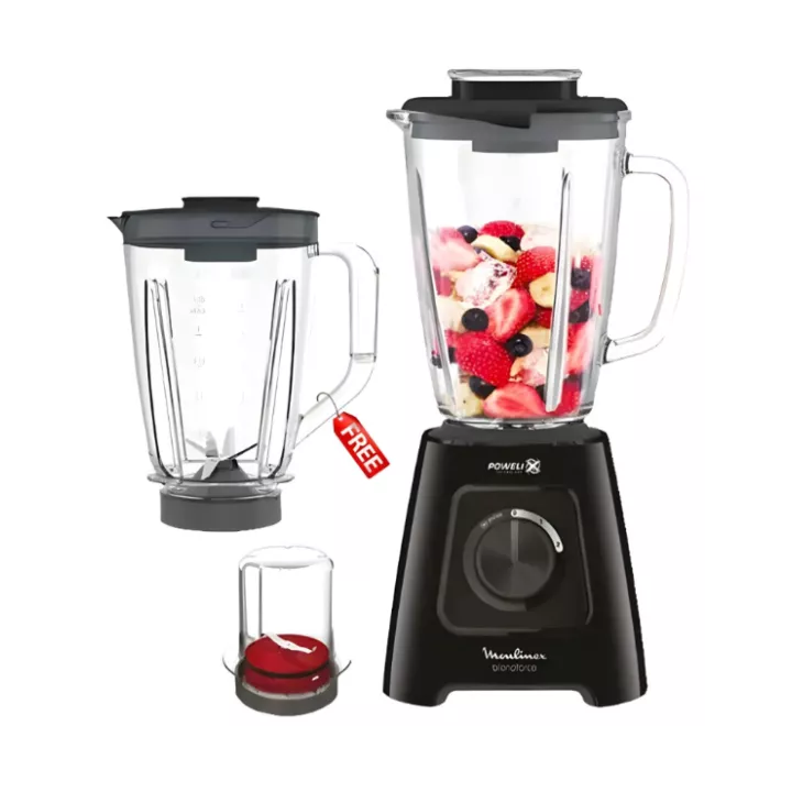 BLENDER BLENDFORCE 600W AVEC 2 BOLS 1.75L ET 1 MOULIN NOIR MOULINEX BLENDER BLENDFORCE 600W AVEC 2 BOLS 1.75L ET 1 MOULIN NOIR MOULINEX