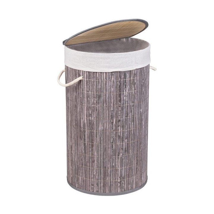 PANIER À LINGE BAMBOO ROND GRIS WENKO