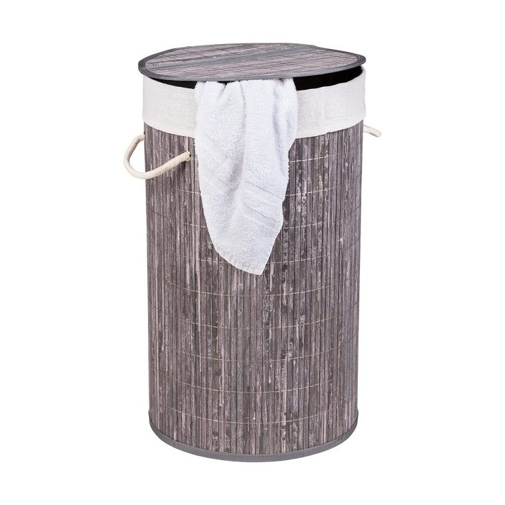 PANIER À LINGE BAMBOO ROND GRIS WENKO