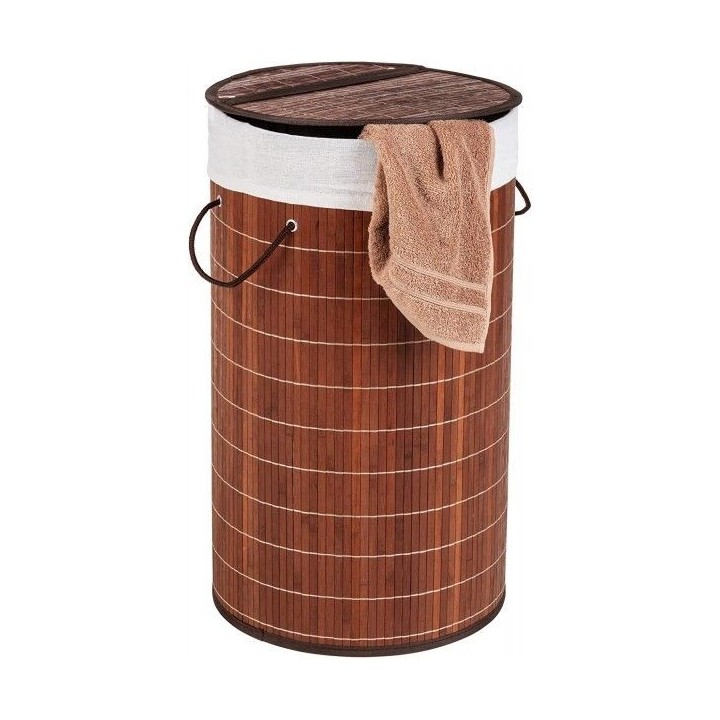 PANIER À LINGE BAMBOO ROND MARRON WENKO