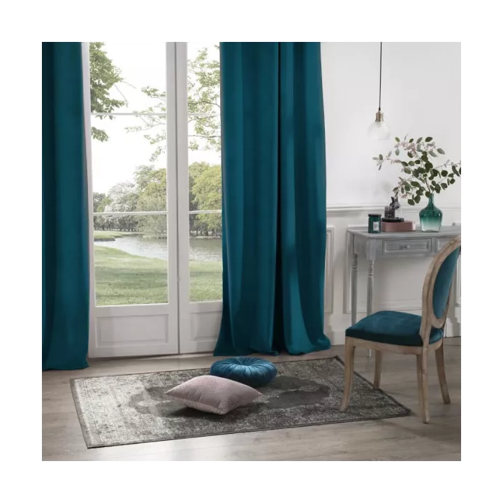RIDEAU OCCULTANT EN VELOURS 140*260CM BLEU CANARD ATMOSPHERA RIDEAU OCCULTANT EN VELOURS 140*260CM BLEU CANARD ATMOSPHERA