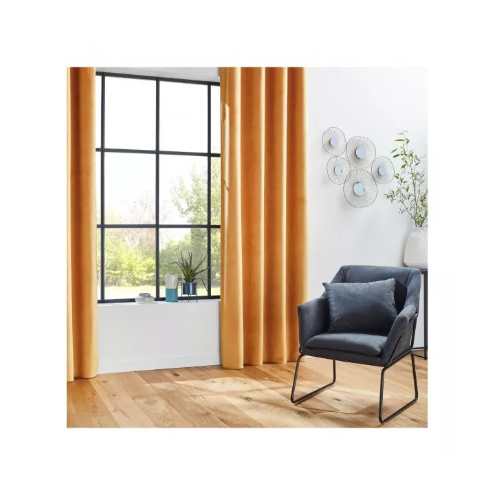RIDEAU OCCULTANT EN VELOURS 140X260CM JAUNE MOUTARDE ATMOSPHERA