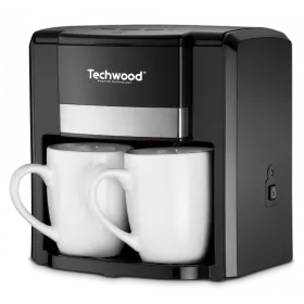 CAFETIÈRE ÉLECTRIQUE NOIR DUO AVEC 2 TASSES EN CÉRAMIQUES TECHWOOD