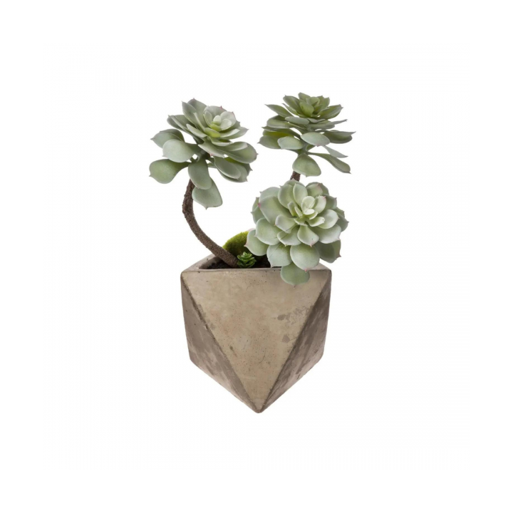 PLANTE GRASSE ARTIFICIELLE H 30CM POT EN CIMENT ATMOSPHERA
