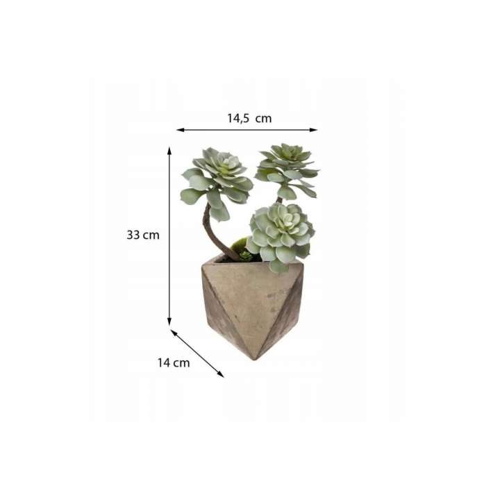 PLANTE GRASSE ARTIFICIELLE H 30CM POT EN CIMENT ATMOSPHERA